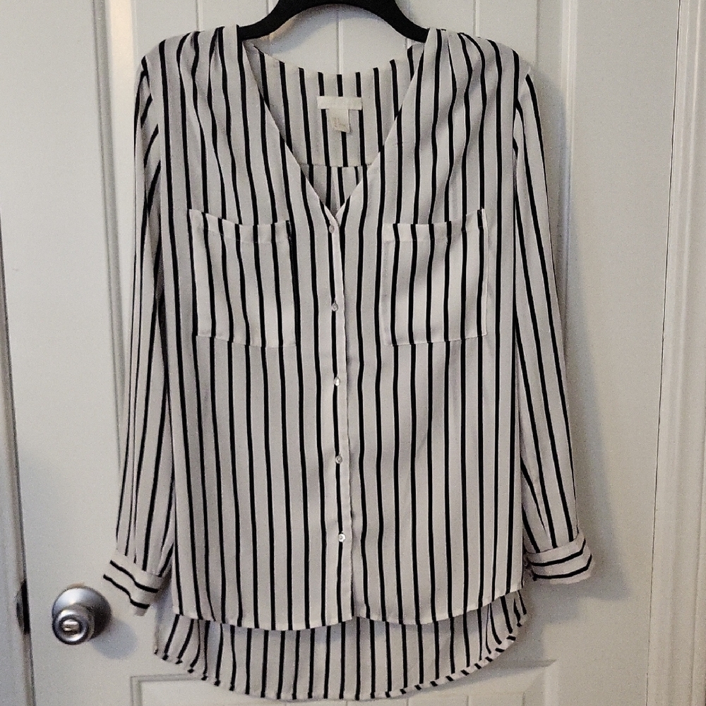 H&M Striped Black and White Blouse